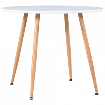 Stół do jadalni, kolor biały i dębowy, 90 x 73,5 cm, MDF