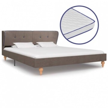 Łóżko z materacem memory, taupe, tkanina, 180 x 200 cm