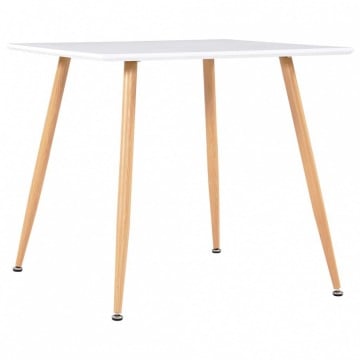 Stół do jadalni, kolor biały i dębowy, 80,5 x 80,5 x 73 cm, MDF