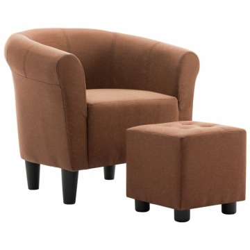 2-częściowy zestaw: fotel z podnóżkiem brązowy tkanina