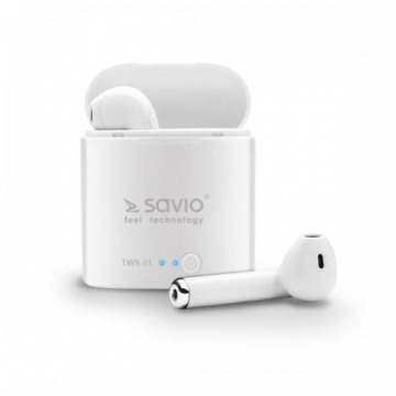 Słuchawki bezprzewodowe SAVIO TWS-01 (douszne; bezprzewodowe, Bluetooth; z wbudowanym mikrofonem; ko