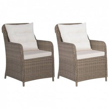 Krzesła ogrodowe z poduszkami, 2 szt., polirattan, brązowe