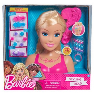 Akcesoria zestaw fryzjerski Just Play Barbie głowa do stylizacji blond