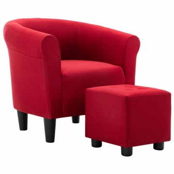 2-częściowy zestaw fotel z podnóżkiem czerwone wino tkanina
