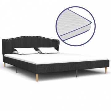Łóżko z materacem memory, ciemnoszare, tkanina, 160 x 200 cm