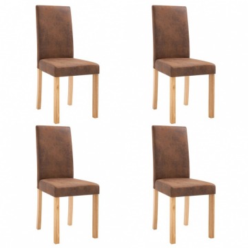 Krzesła do jadalni 4 szt. brązowe sztuczna skóra zamszowa