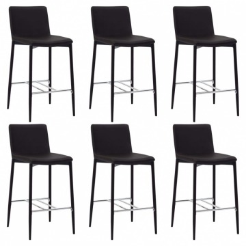 Krzesła barowe 6 szt. brązowe sztuczna skóra