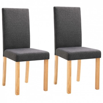 Krzesła do jadalni 2 szt. ciemnoszare tapicerowane tkaniną