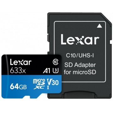 Lexar 64GB microSDXC High-Performance 633x UHS-I C10 A1 V30 U3