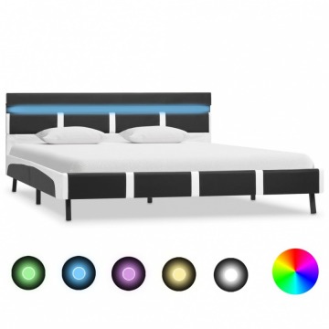 Rama łóżka z LED, szara, sztuczna skóra, 120 x 200 cm