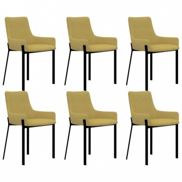 Krzesła do kuchni 6 szt. żółte tapicerowane tkaniną
