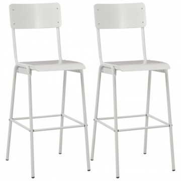 Krzesła barowe 2 szt. białe sklejka i stal