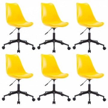 Krzesła biurowe obrotowe 6 szt. żółte sztuczna skóra