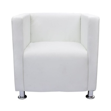 Fotel w formie kostki ze skóry syntetycznej biały