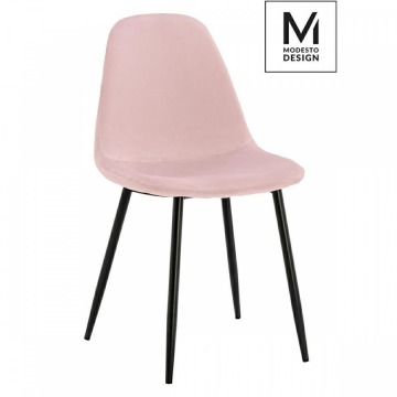 MODESTO krzesło LUCY pudrowy róż - welur, metal