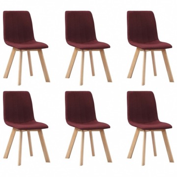 Krzesła do kuchni 6 szt. czerwone wino tapicerowane tkaniną