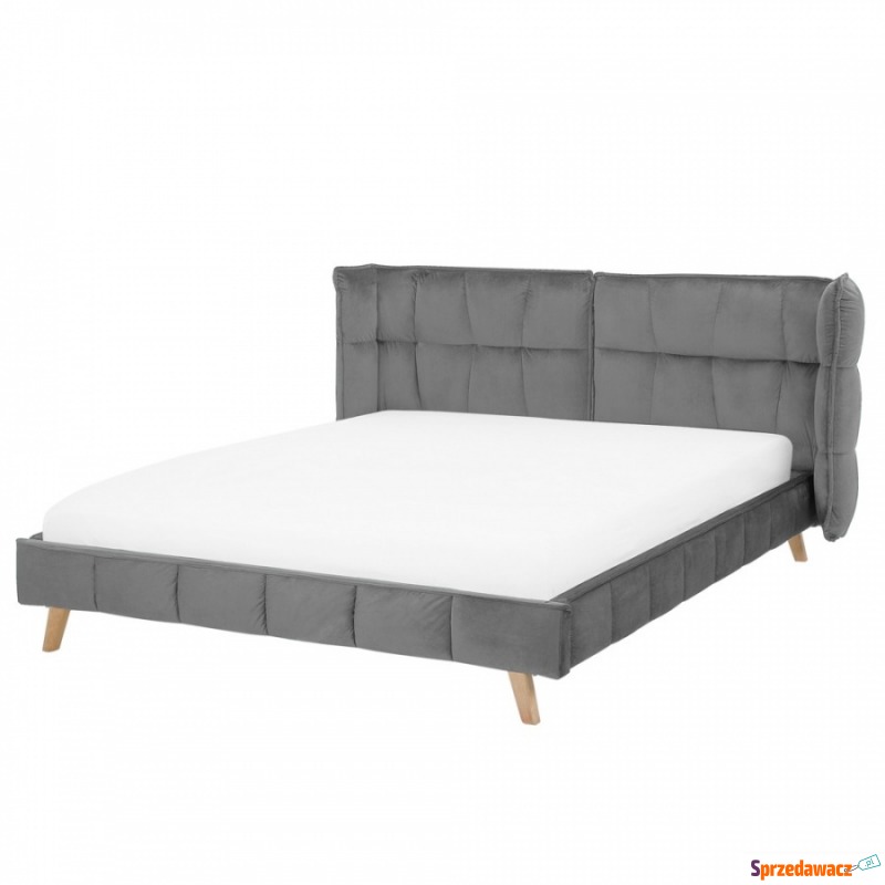 Łóżko welurowe 160 x 200 cm szare SENLIS - Łóżka - Kętrzyn