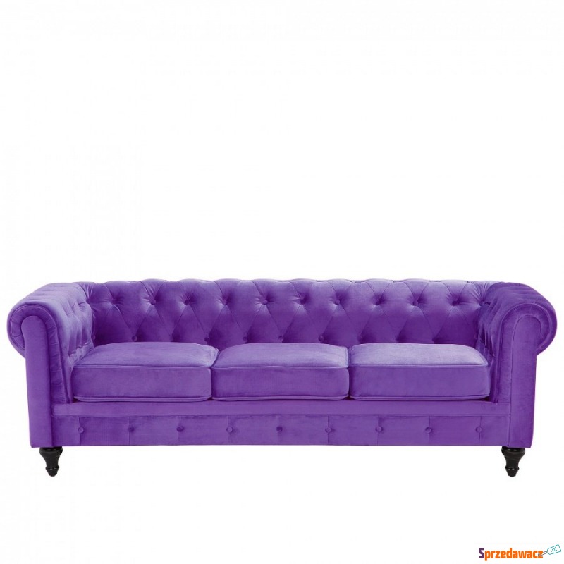 Sofa trzyosobowa welwet fioletowa Vento - Sofy, fotele, komplety... - Świecie