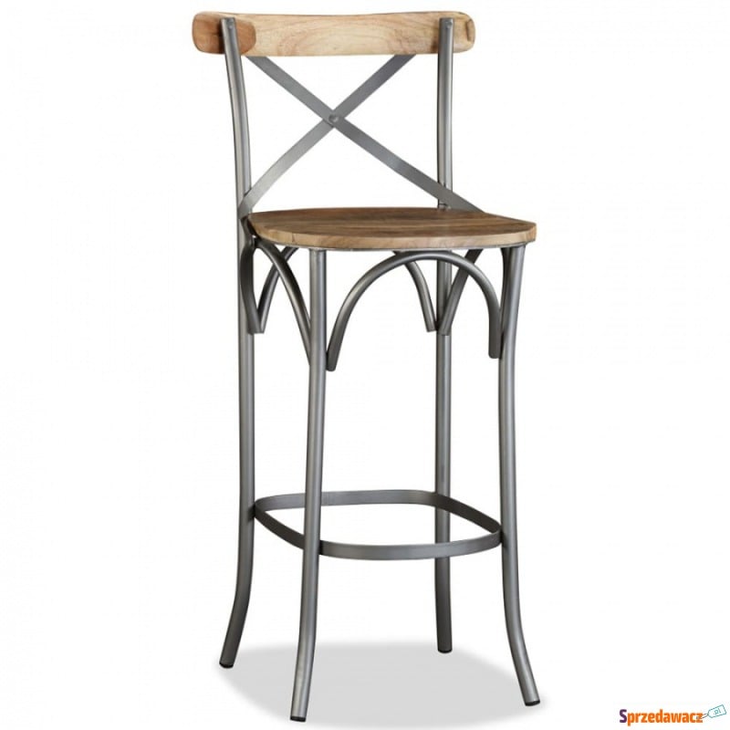Krzesło barowe lite drewno mango stal - Taborety, stołki, hokery - Stalowa Wola