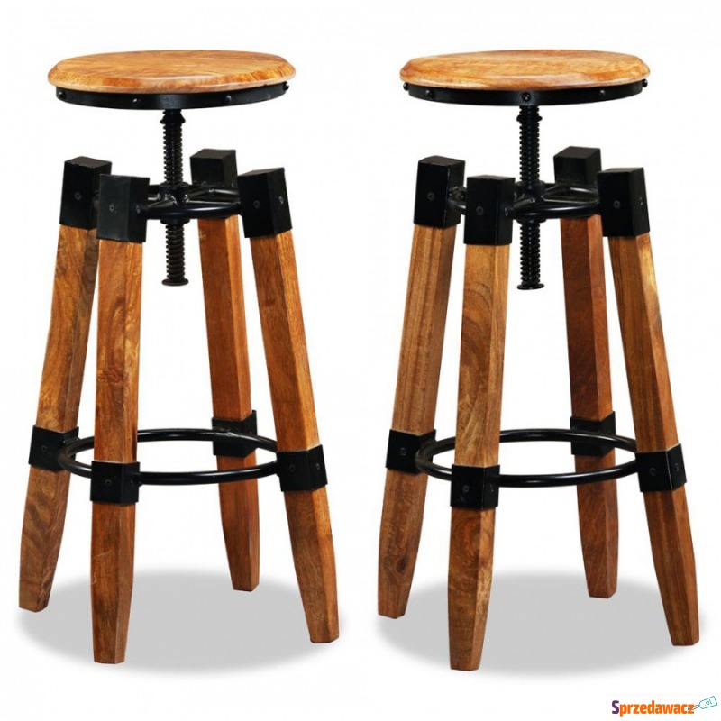 Krzesła barowe 2 szt. lite drewno mango i stal - Taborety, stołki, hokery - Kędzierzyn-Koźle