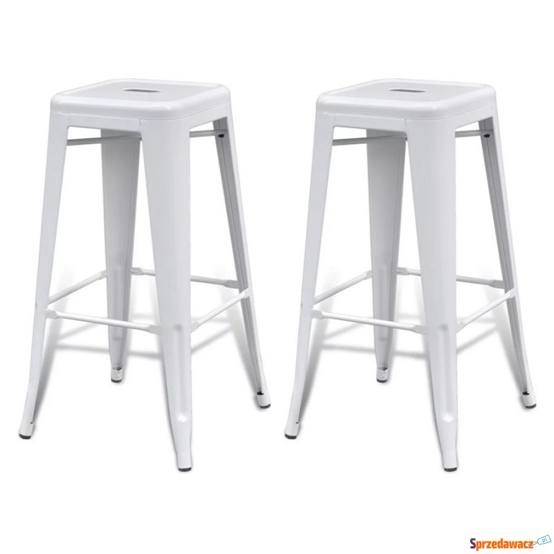 Kwadratowe krzesła barowe 2 szt. białe - Taborety, stołki, hokery - Mińsk Mazowiecki