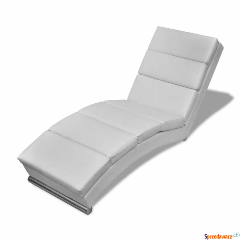 Szezlong ze skóry syntetycznej, biały - Sofy, fotele, komplety... - Pruszków