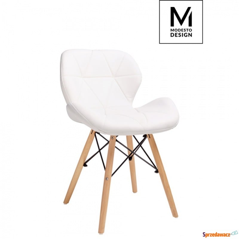 Krzesło Klipp Modesto Design białe-drewno bukowe - Krzesła do salonu i jadalni - Nowy Sącz
