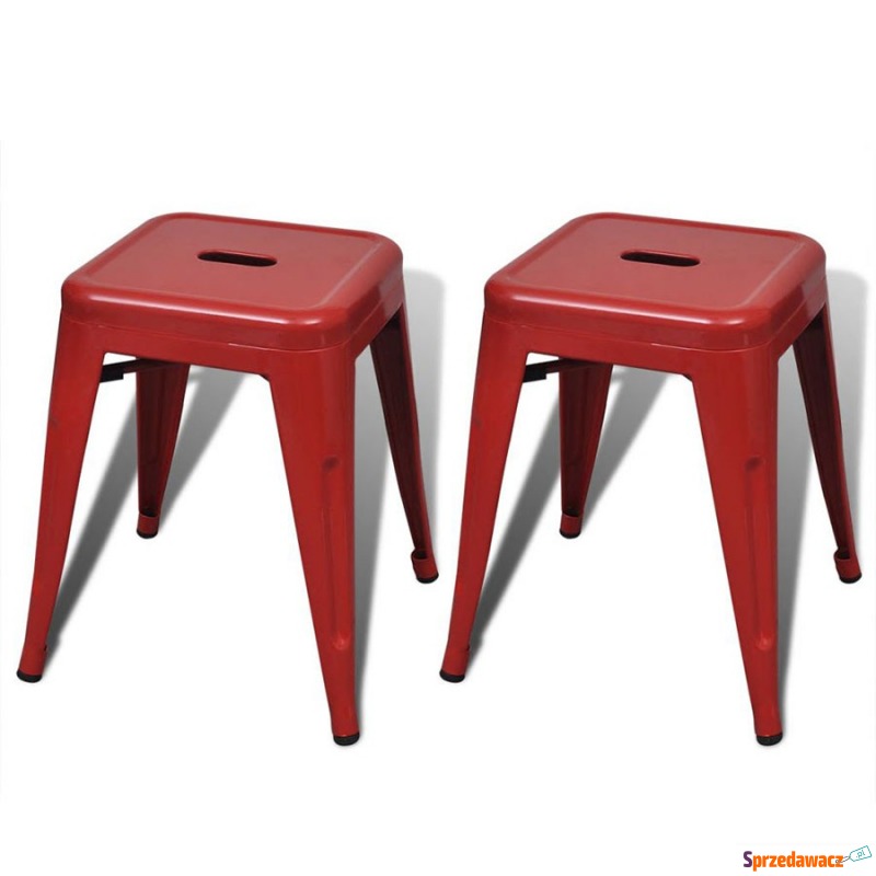 Stołki metalowe, 2 szt., sztaplowane, czerwone - Taborety, stołki, hokery - Chełmno
