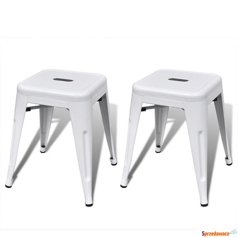 Stołki metalowe, 2 szt., sztaplowane, białe - Taborety, stołki, hokery - Przemyśl