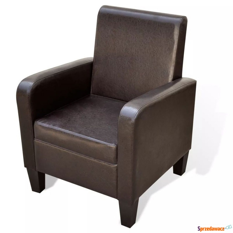 Fotel ze skóry syntetycznej, brązowy - Krzesła biurowe - Olsztyn