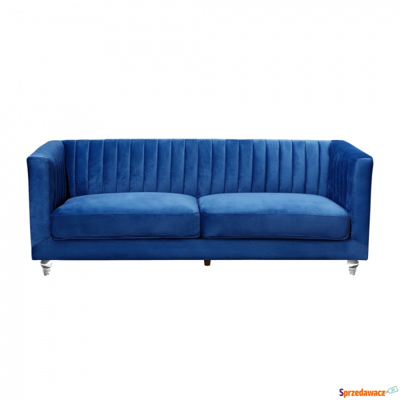 Sofa tapicerowana trzyosobowa ciemnoniebieska... - Sofy, fotele, komplety... - Korytowo