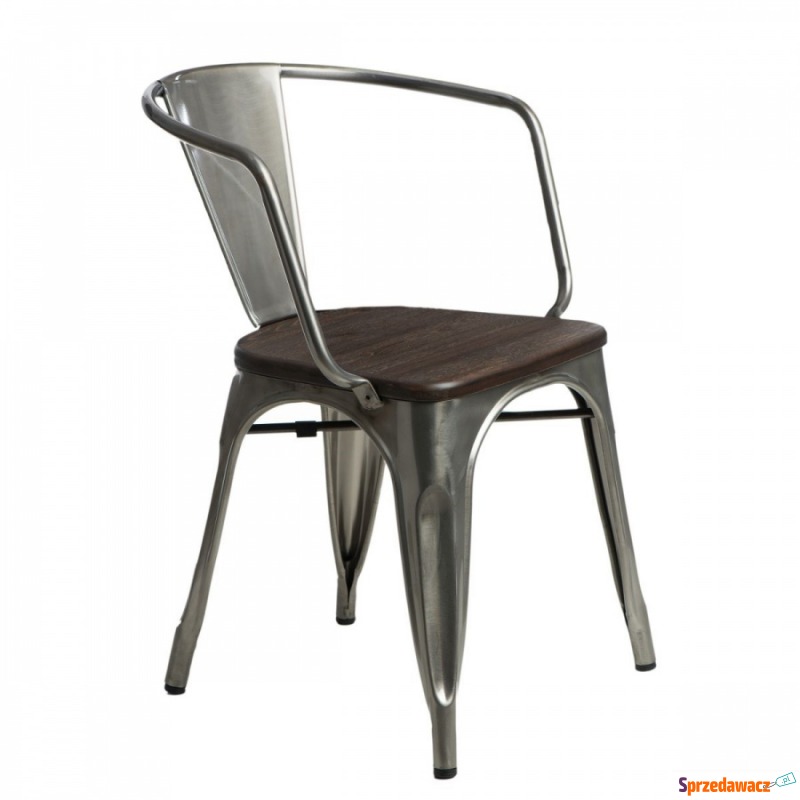 Krzesło Paris Arms Wood D2 metal-sosna szczotkowana - Krzesła do salonu i jadalni - Nowy Sącz