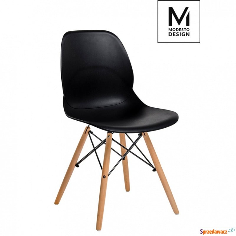Krzesło Leaf Wood Modesto Design czarne-drewno... - Krzesła do salonu i jadalni - Borzestowo