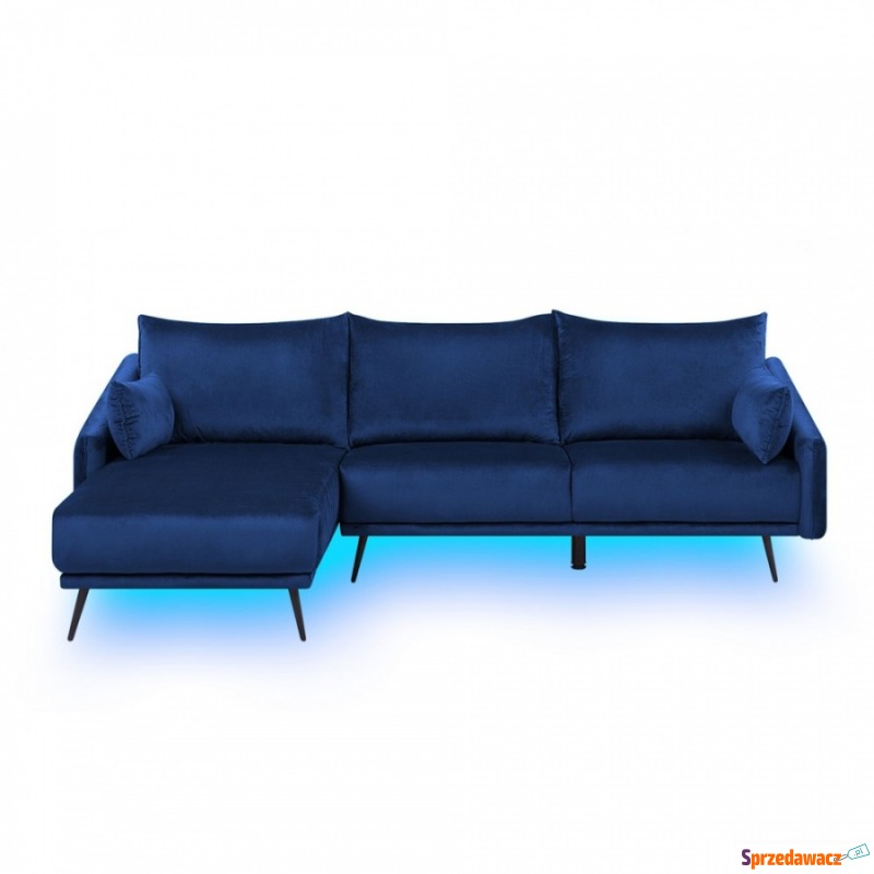Narożnik LED welurowy niebieski VARDE - Sofy, fotele, komplety... - Koło