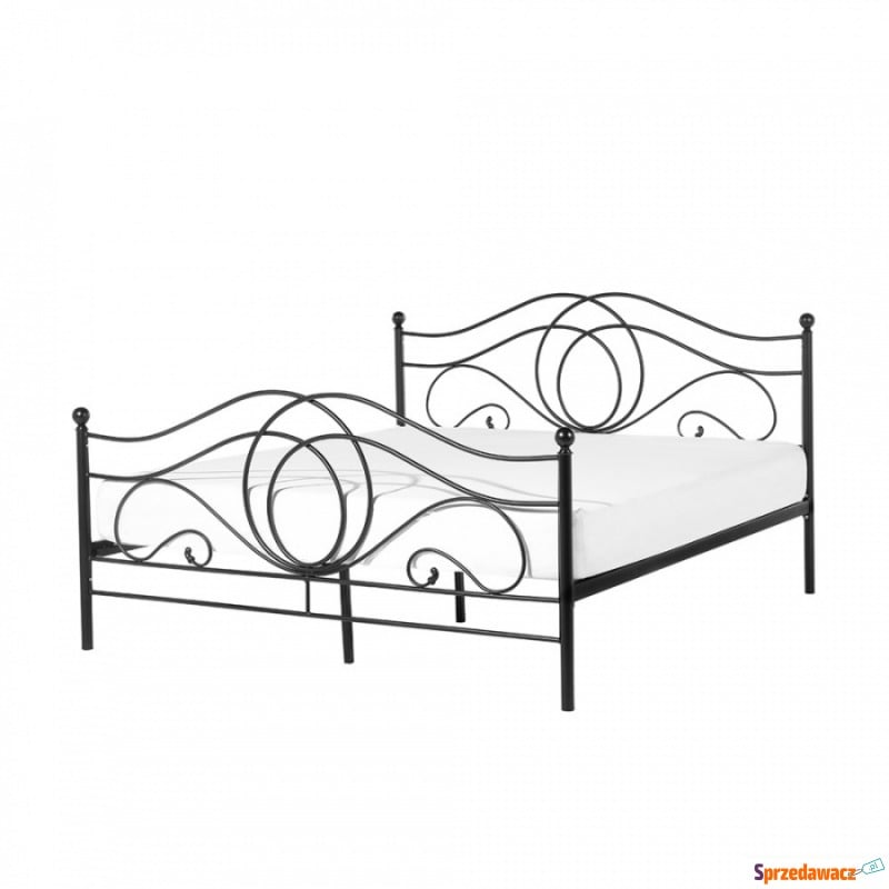 Łóżko metalowe 180 x 200 cm czarne LYRA - Łóżka - Ełk