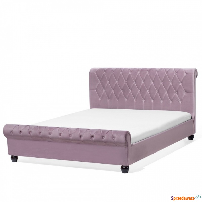 Łóżko welurowe 140 x 200 cm różowe AVALLON - Łóżka - Świeradów-Zdrój