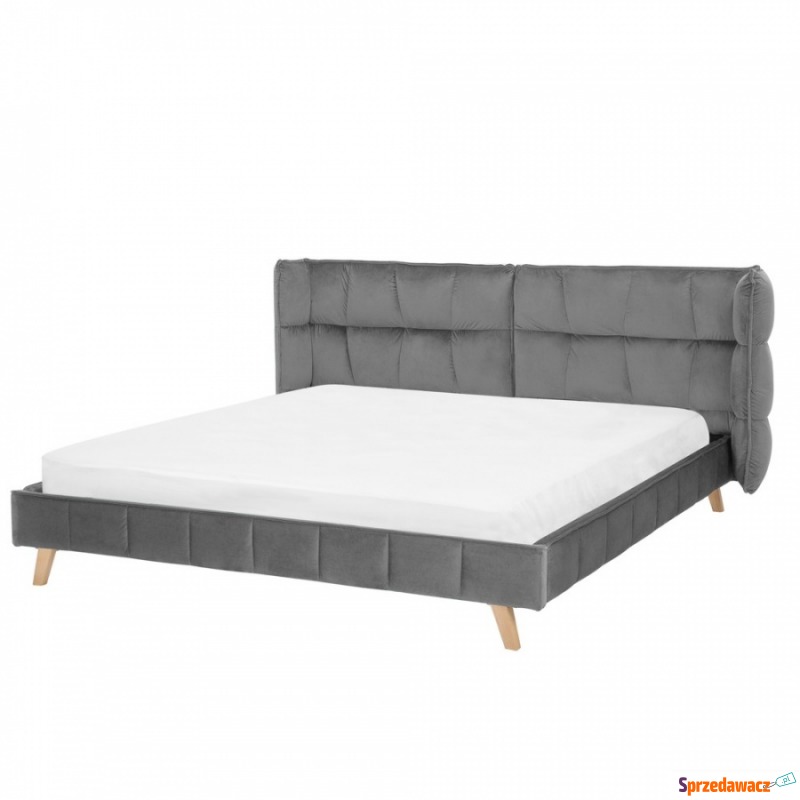 Łóżko welurowe 180 x 200 cm szare SENLIS - Łóżka - Siedlce