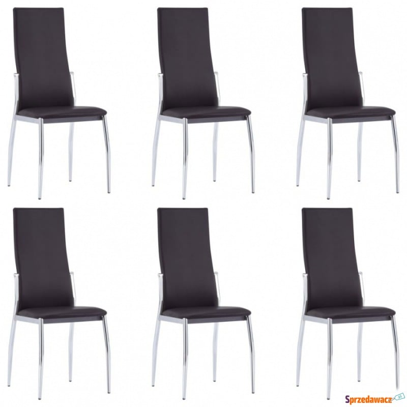 Krzesła do jadalni 6 szt. brązowe sztuczna skóra - Krzesła do salonu i jadalni - Piekary Śląskie