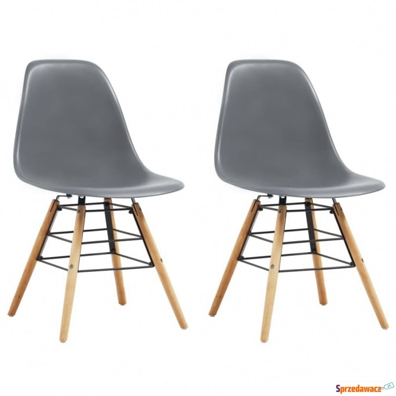 Krzesła do kuchni 2 szt. szare plastik - Krzesła kuchenne - Lębork