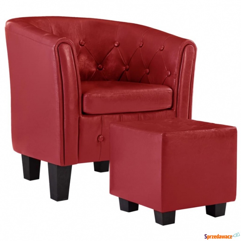 Fotel z podnóżkiem czerwony sztuczna skóra - Krzesła biurowe - Mrągowo
