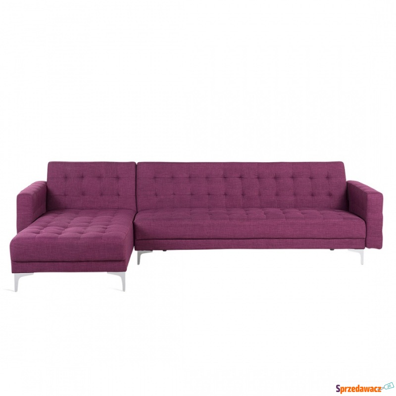 Sofa prawostronna fioletowa tapicerowana rozk... - Sofy, fotele, komplety... - Lubowidz