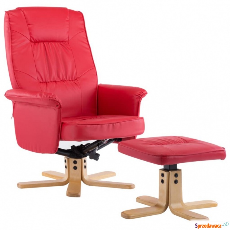 Fotel z podnóżkiem czerwony sztuczna skóra - Krzesła biurowe - Krosno