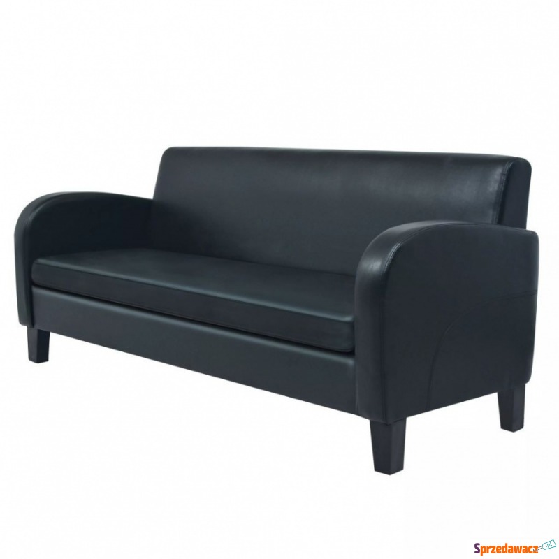 Sofa 3-osobowa, sztuczna skóra, czarna - Sofy, fotele, komplety... - Ludomy