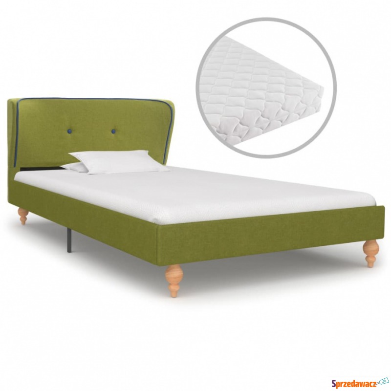 Łóżko z materacem, zielone, tkanina, 90 x 200... - Łóżka - Mozów