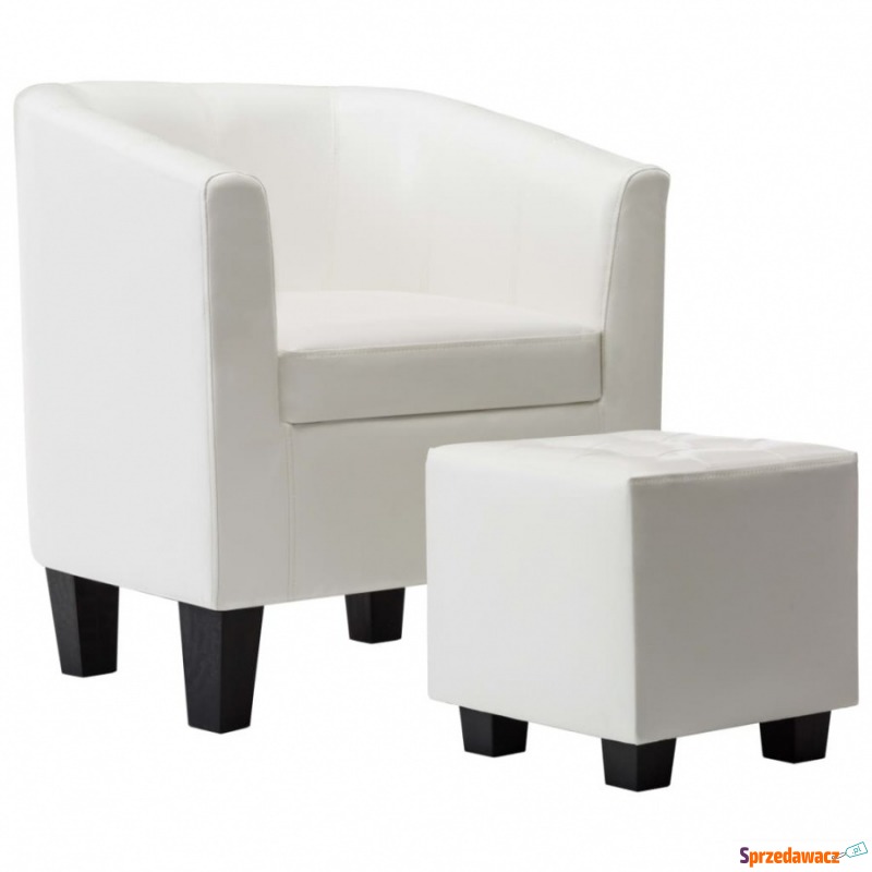 Fotel z podnóżkiem biały sztuczna skóra - Krzesła biurowe - Stalowa Wola
