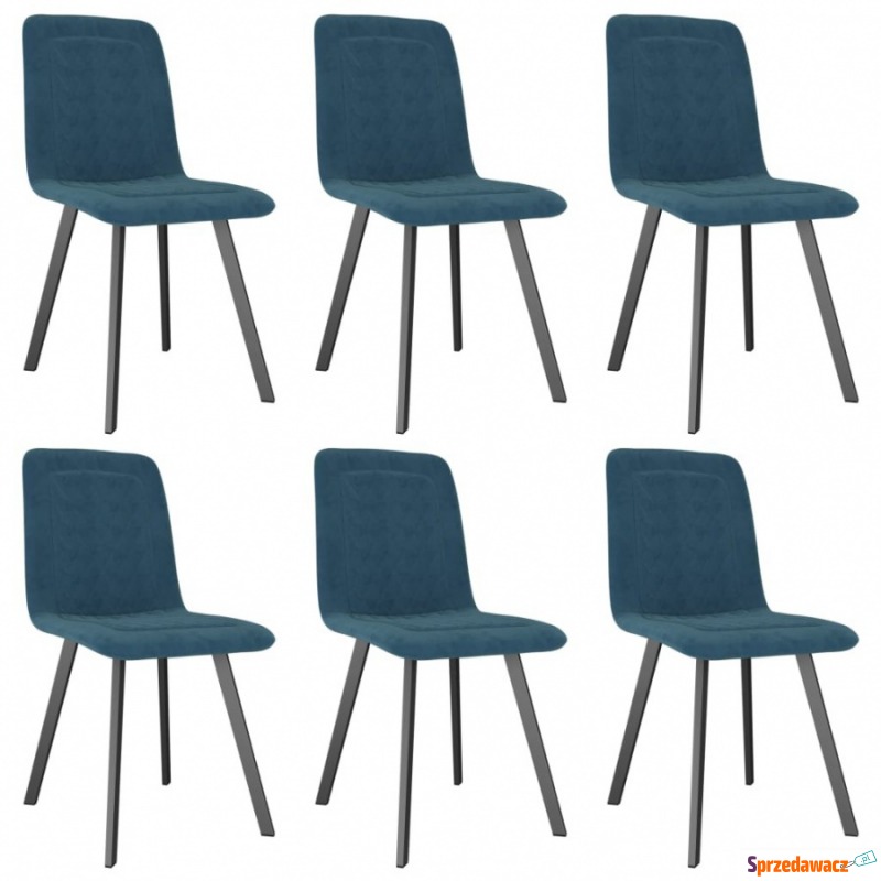 Krzesła do kuchni 6 szt. niebieskie aksamitne - Krzesła kuchenne - Oława