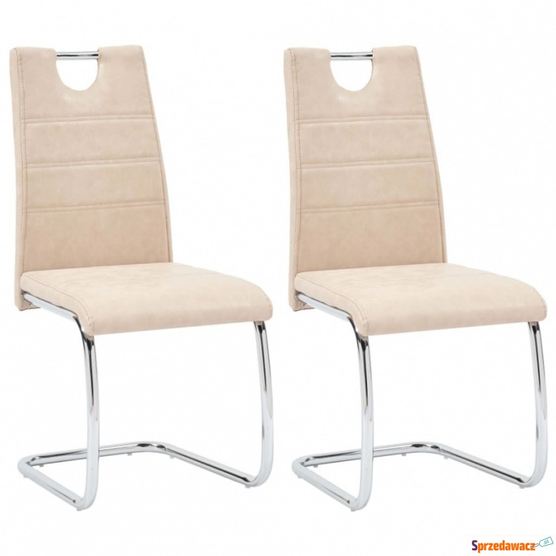 Krzesła do jadalni 2 szt. kremowe sztuczna skóra - Krzesła do salonu i jadalni - Gdańsk