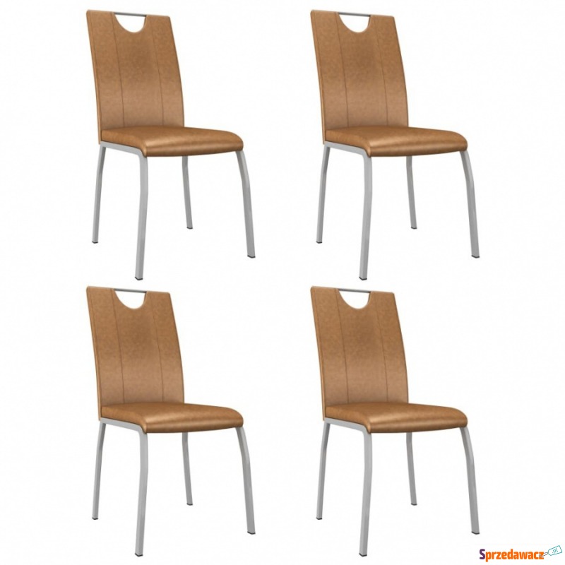 Krzesła do kuchni 4 szt. brązowe sztuczna skóra - Krzesła kuchenne - Krosno