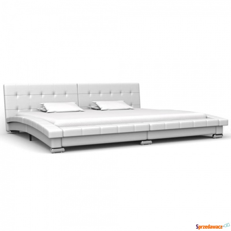 Rama łóżka, biała, sztuczna skóra, 200 x 180 cm - Łóżka - Świętochłowice
