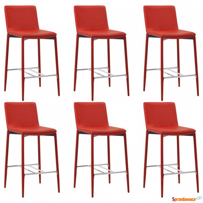 Krzesła barowe 6 szt. czerwony sztuczna skóra - Taborety, stołki, hokery - Lębork